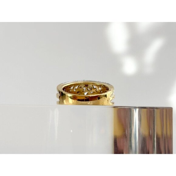 CZ Gemstones Vintage Sterling Silver Vermeil Gold T Gemstone Ring - sz 7.75 - Picture 8 of 10